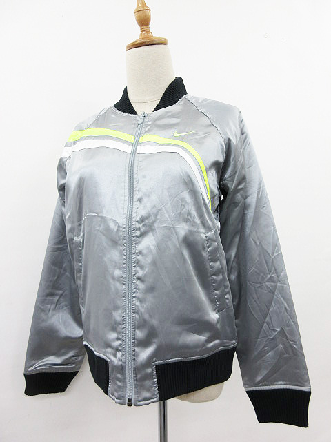 ナイキ Nike 未使用 ジャケット ジャンパー ブルゾン ショート丈 ロゴ ライン シルバー M レディース 111 ベクトルパーク