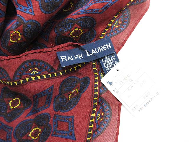 ラルフローレン RALPH LAUREN スカーフ ハンカチーフ 絹 シルク 総柄