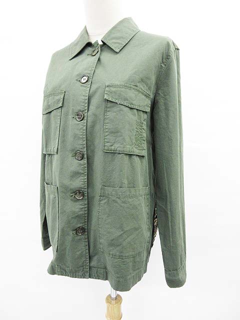 ザラウーマン Zara Woman ジャケット ステンカラー 刺繍 カーキ M レディース 111 ベクトルパーク