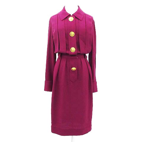 シャネル Chanel ワンピース 長袖 ロング丈 ボルドー パープル 紫 36 レディース 111 ベクトルパーク