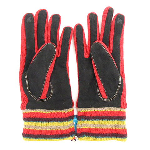 ヴィヴィアンウエストウッド Vivienne Westwood 未使用 手袋 グローブ タッチパネル対応 レザー 羊革 ブラック レッド 黒 赤 21 Cm レディース 111 ベクトルパーク