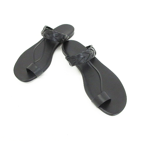 【美品】HERMES エルメス サンダル 箱あり スリングバック 黒 Hマーク エルメス HERMES サンダル サムリング サムループ フラット