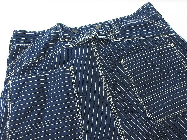 Schott ストライプ ワークパンツ ネイビー ショット シンチバック