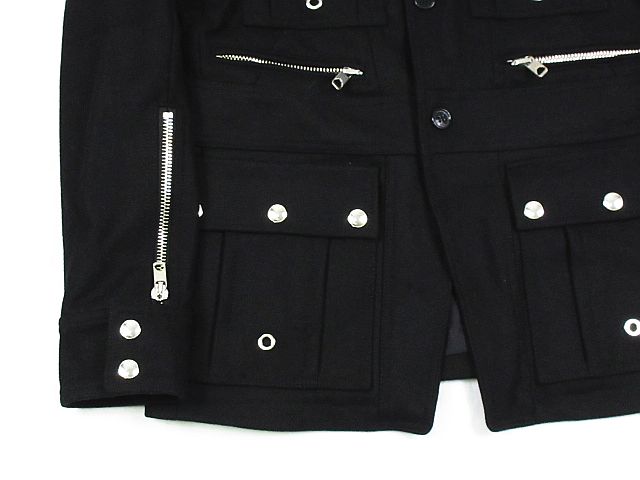 未使用品 ディーゼルブラックゴールド Diesel Black Gold 14aw コート M 65 ミリタリー スタンドカラー メタル プレート バッジ メルトン ウール 黒 Size 48 秋冬 メンズ 112 901705160002 ベクトルパーク