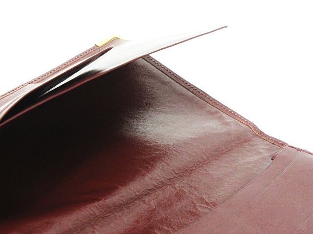 カルティエ Cartier マストライン 長財布 札入れ 二つ折り ロゴ レザー エンジ ボルドー レディース