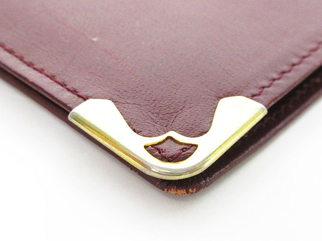 カルティエ Cartier マストライン 長財布 札入れ 二つ折り ロゴ レザー エンジ ボルドー レディース
