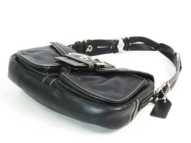 コーチ COACH ショルダー バッグ ベルト デザイン レザー 革 黒 10579