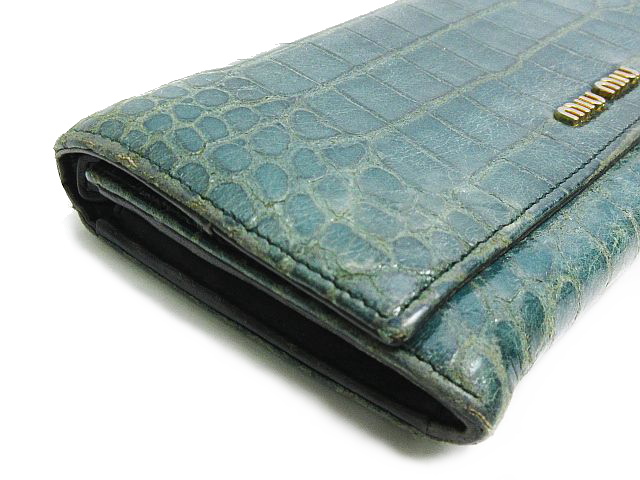ミュウミュウ miumiu 長財布 ウォレット 二つ折り クロコ 型押し