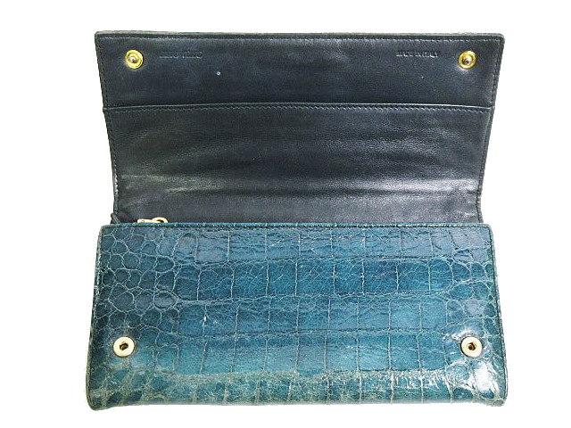 ミュウミュウ miumiu 長財布 ウォレット 二つ折り クロコ 型押し