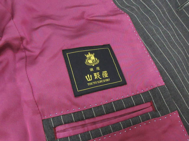 銀座 山形屋 オーダー スーツ 3ピース セットアップ ストライプ テーラード ジャケット ベスト ジレ パンツ スラックス ウール グレー ビジネス フォーマル メンズ 112 ベクトルパーク