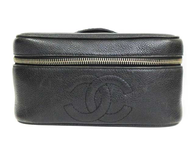 シャネル CHANEL バニティ バッグ 化粧ポーチ ココマーク キャビア  