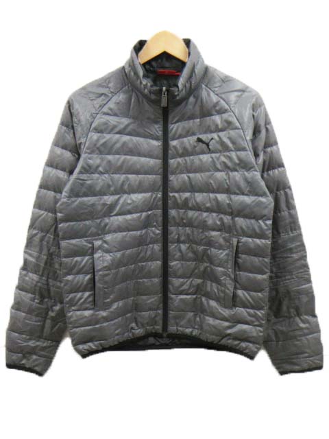 プーマ Puma ダウンジャケット フロントジップ 刺繍 ロゴ グレー M メンズ 112 ベクトルパーク