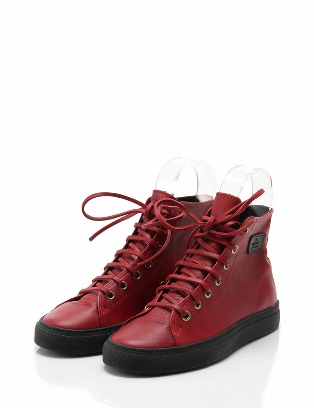 GUCCI レザーレッドハイカットスニーカー