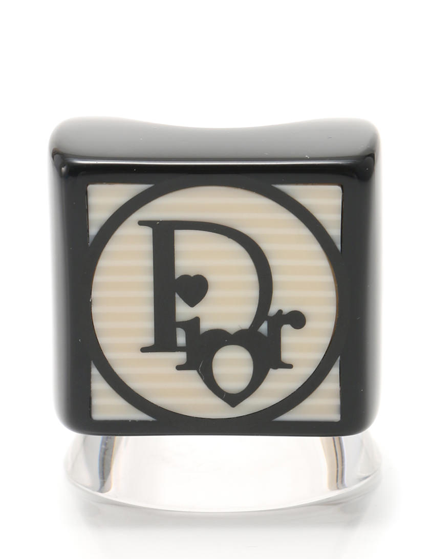 ディオール Dior ロゴモチーフ リング 黒 アイボリー ブラック