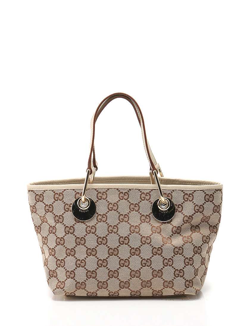 グッチ GUCCI ハンドバッグ ベージュ 白 ホワイト レザー GGキャンバス 