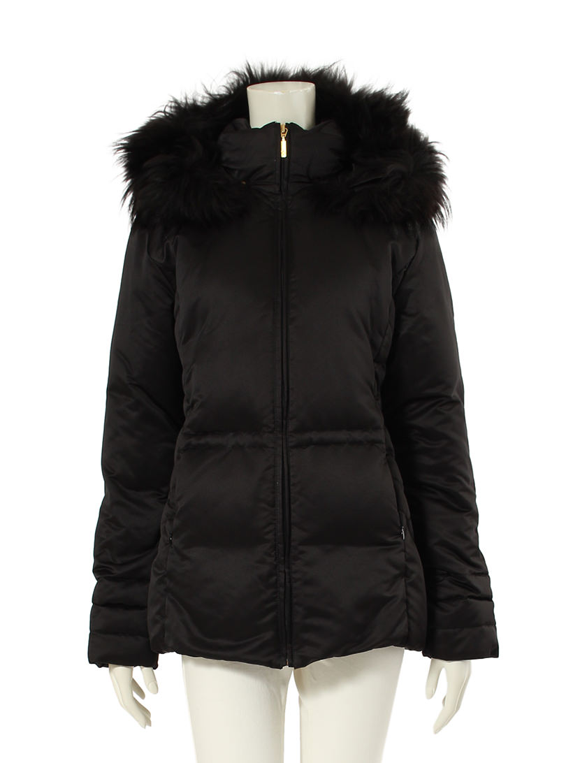 モンクレール Moncler ダウンコート 黒 ブラック S アウター 1 ダウン フィンラクーン ファー付き 茶タグ 中古 114 ベクトルパーク