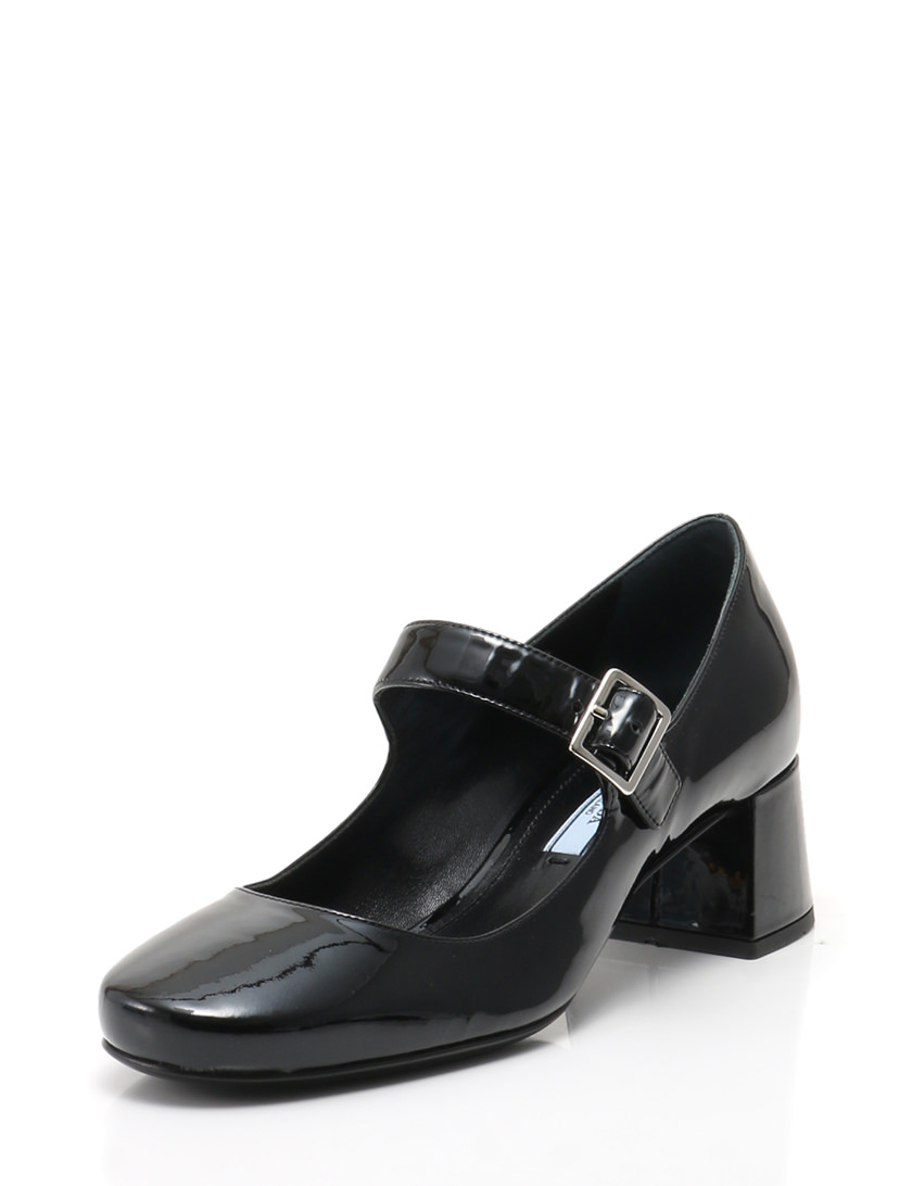 プラダ PRADA パンプス ヒール 黒 ブラック 24cm シューズ 37 エナメル 