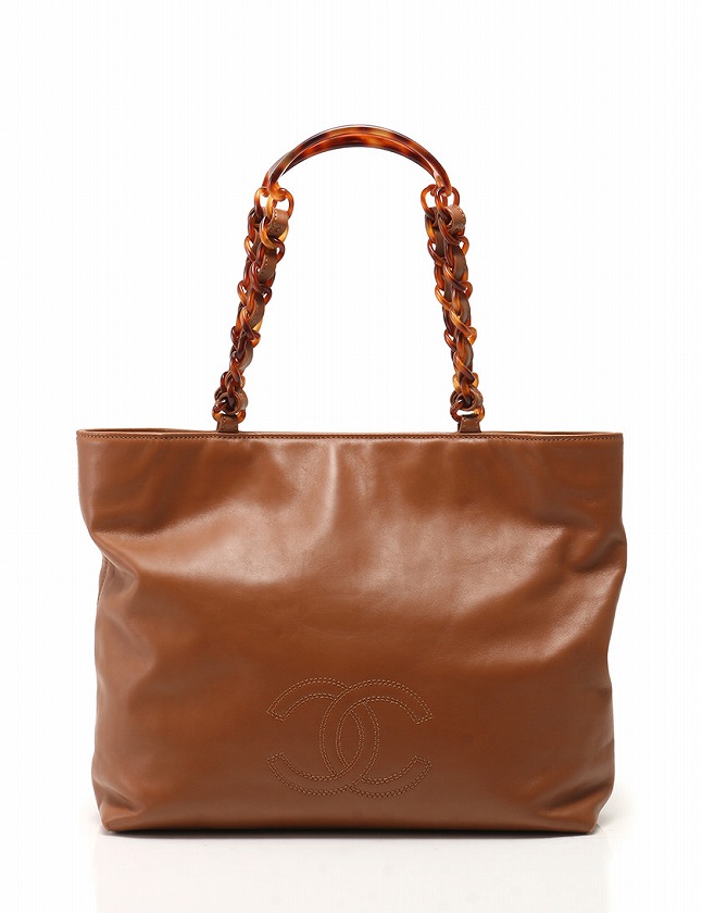 シャネル CHANEL トートバッグ 茶色 ブラウン CCマーク レザー 保存袋