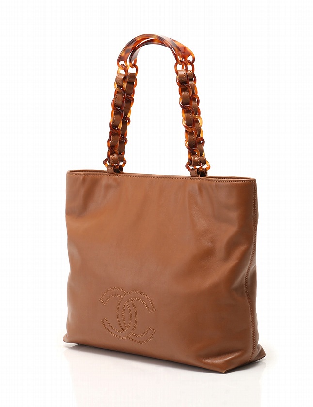 シャネル CHANEL トートバッグ 茶色 ブラウン CCマーク レザー 保存袋