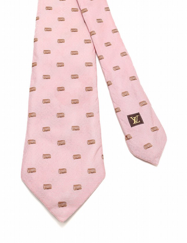 ルイヴィトン LOUIS VUITTON ネクタイ ワイドタイ ピンク 茶色 小物