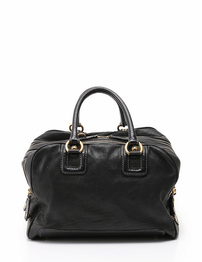 ドルチェ&ガッバーナ ドルガバ ハンドバッグ レザー 南京錠付き 黒  