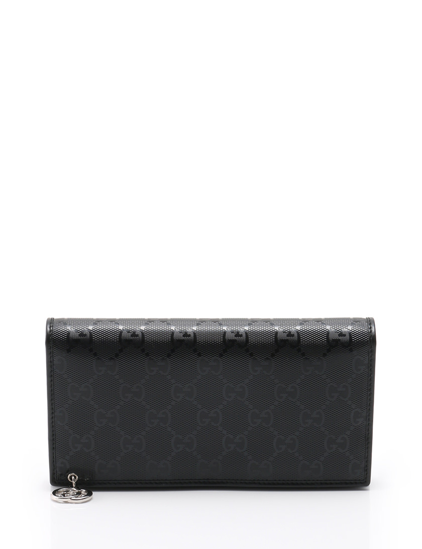 グッチ GUCCI 長財布 2つ折り 黒 ブラック シルバー金具 コーティング 