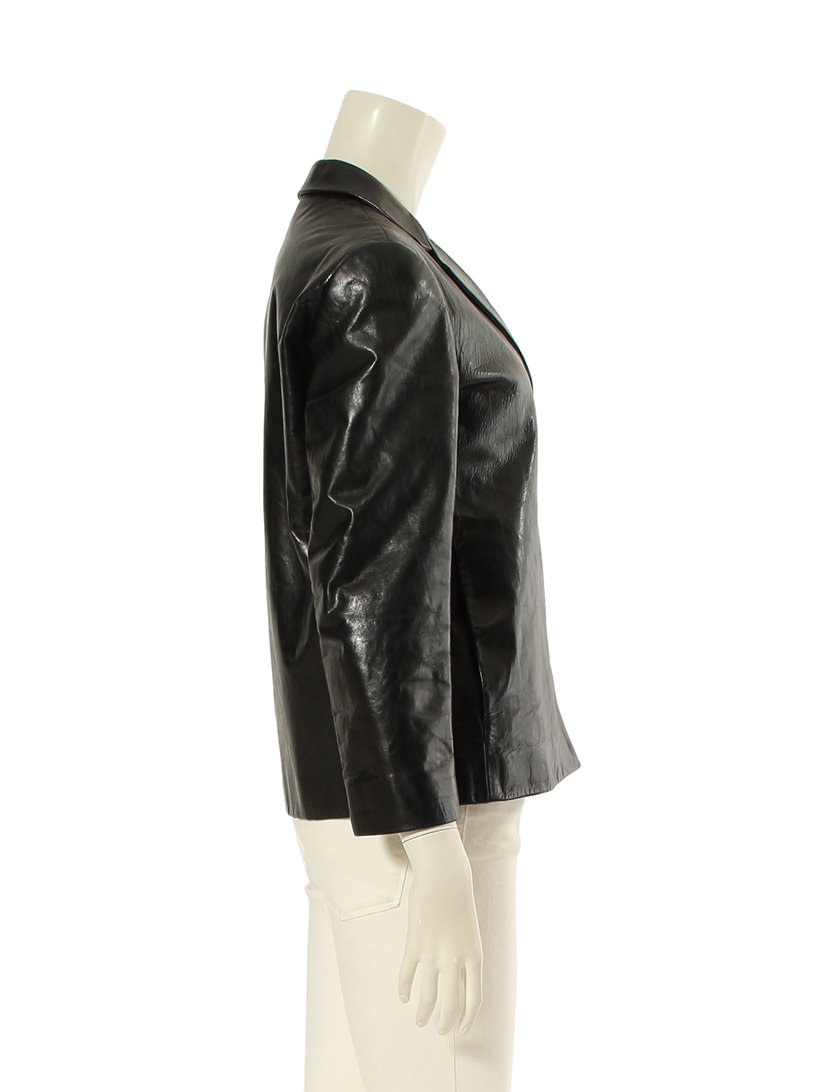 プラダ PRADA レザージャケット 革ジャン 黒 ブラック L アウター 40