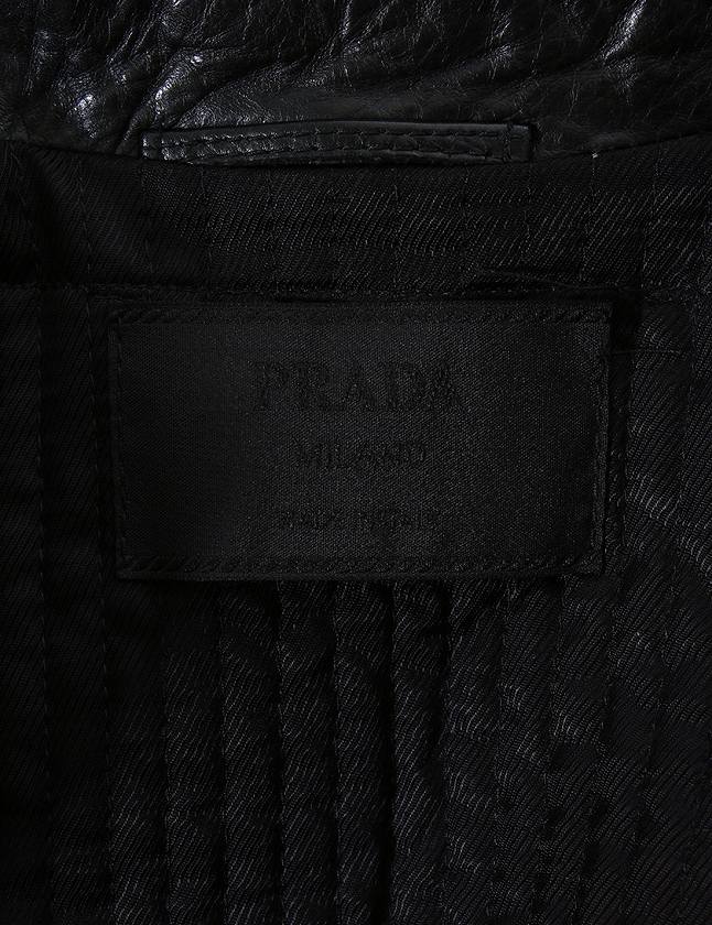 プラダ PRADA レザージャケット 革ジャン 黒 ブラック L アウター 40