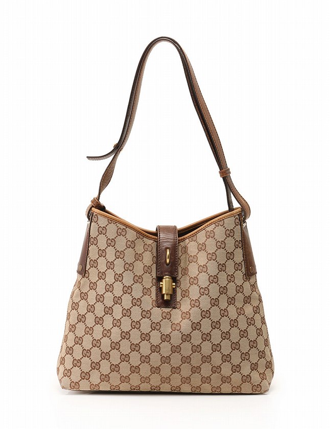 グッチ GUCCI ショルダーバッグ ベージュ こげ茶 ブラウン GG柄 