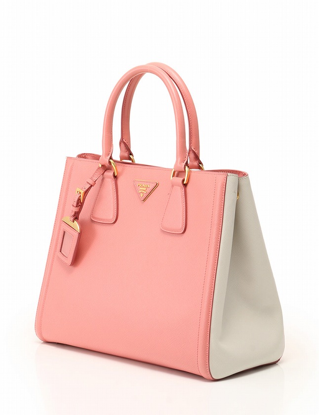 プラダ PRADA ハンドバッグ ショルダーバッグ ピンク グレー レザー  