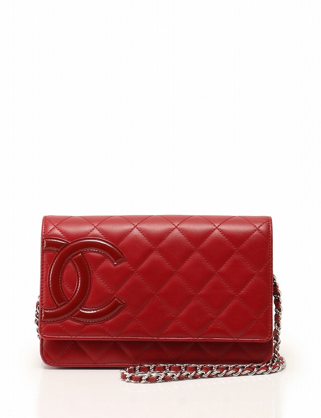 シャネル CHANEL 長財布 チェーン ウォレット 赤 レッド 小物
