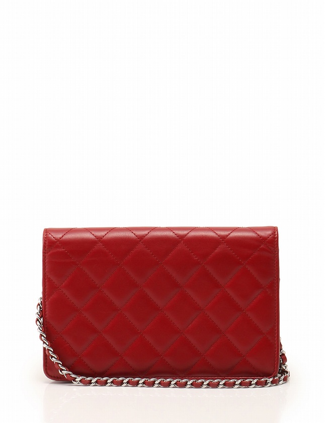 シャネル CHANEL 長財布 チェーン ウォレット 赤 レッド 小物 エナメル