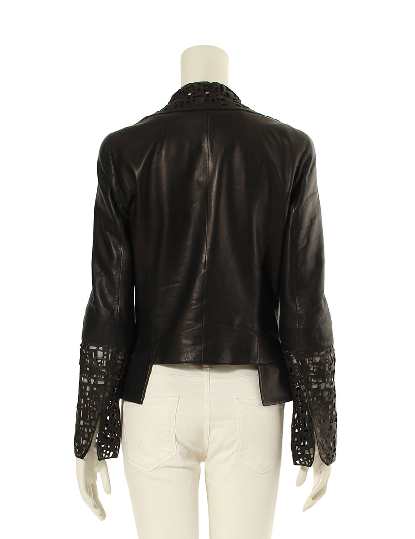 シャネル CHANEL レザージャケット 革ジャン 黒 ブラック M アウター