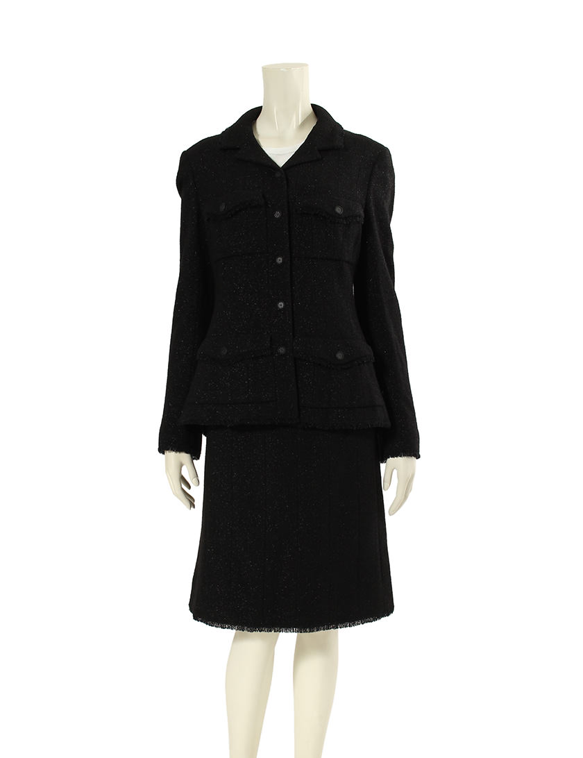 CHANEL シャネルスーツ黒レディース スカートスーツ