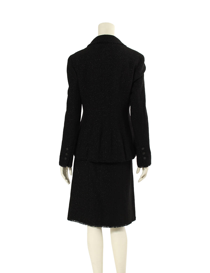 シャネル CHANEL セットアップ スーツ スカート 黒 ブラック M ひざ丈