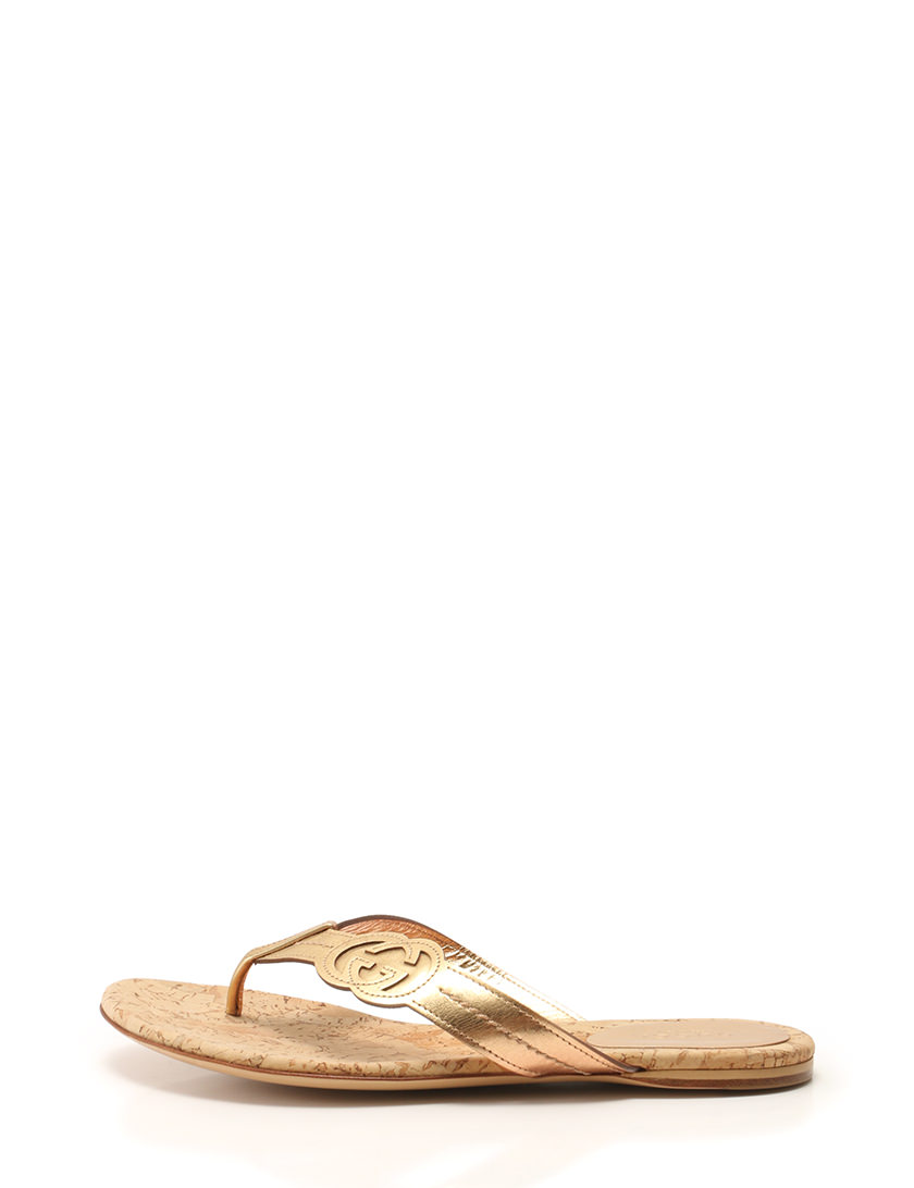 グッチ GUCCI サンダル トングサンダル ゴールド ベージュ 24cm