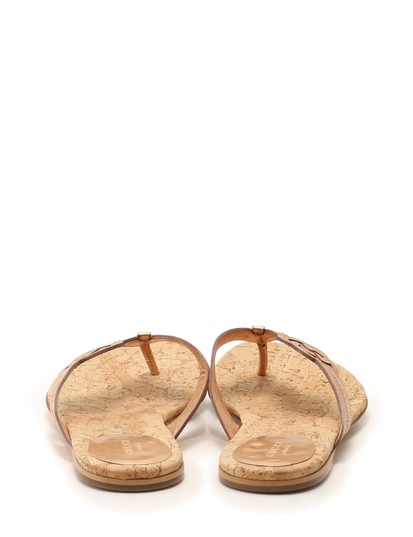 グッチ GUCCI サンダル トングサンダル ゴールド ベージュ 24cm