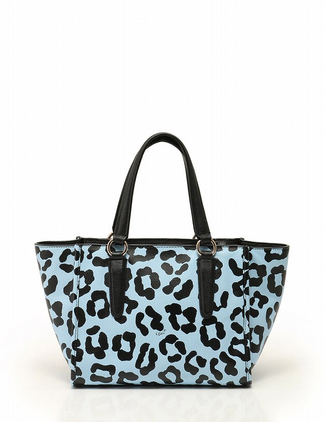 COACH ハンドバッグ レオパード レザー 小型 ショルダーバッグ コーチ COACH ハンドバッグ ショルダーバッグ 青 黒 レザー