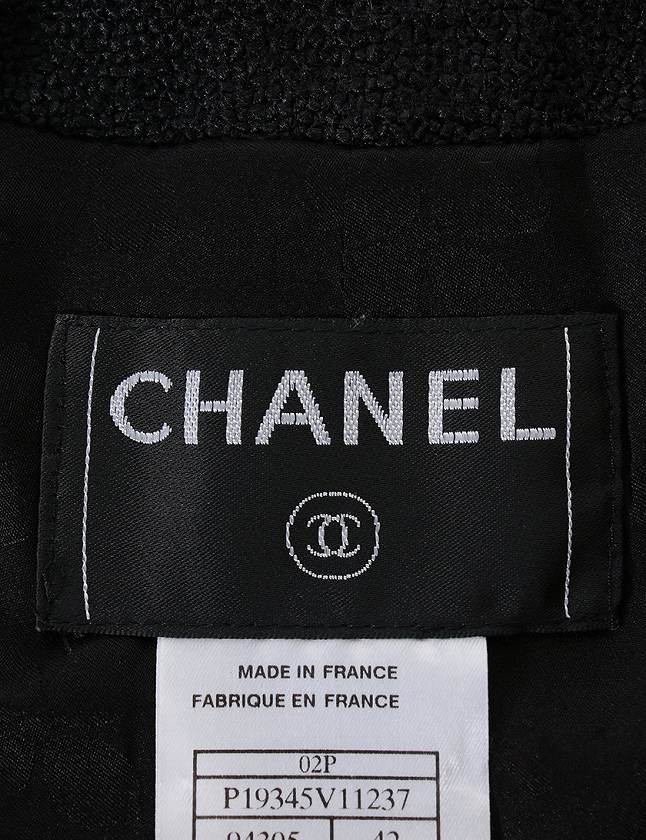 シャネル CHANEL テーラードジャケット 黒 ブラック ゴールド L