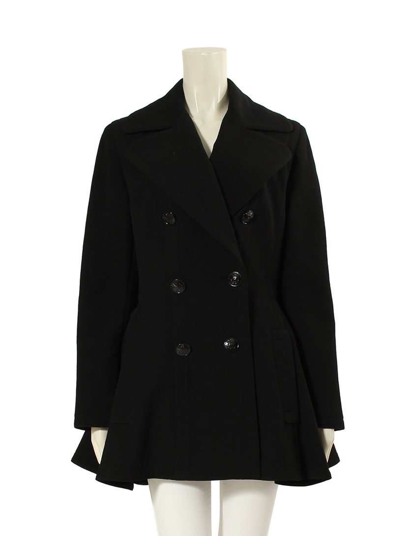 エルメス　Pコート　ウール　ブラック エルメス ピーコート ウール/レザー ブラック/ネイビー メンズ