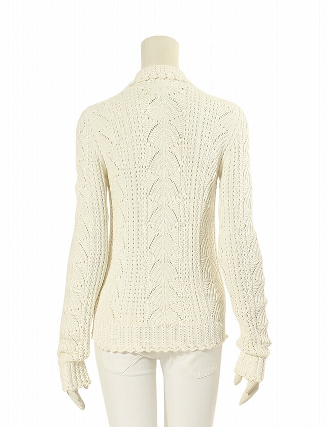 シャネル CHANEL ニット ジャケット 白 ホワイト S トップス 38 