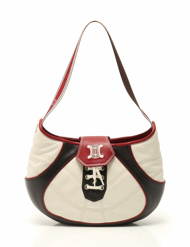 セリーヌ CELINE ショルダーバッグ アイボリー 茶色 赤 2002年W杯限定 