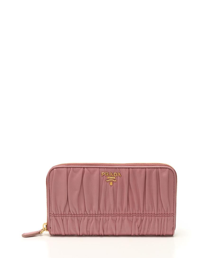 プラダ PRADA 長財布 ピンク ゴールド ラウンドファスナー 小物 ナッパ 