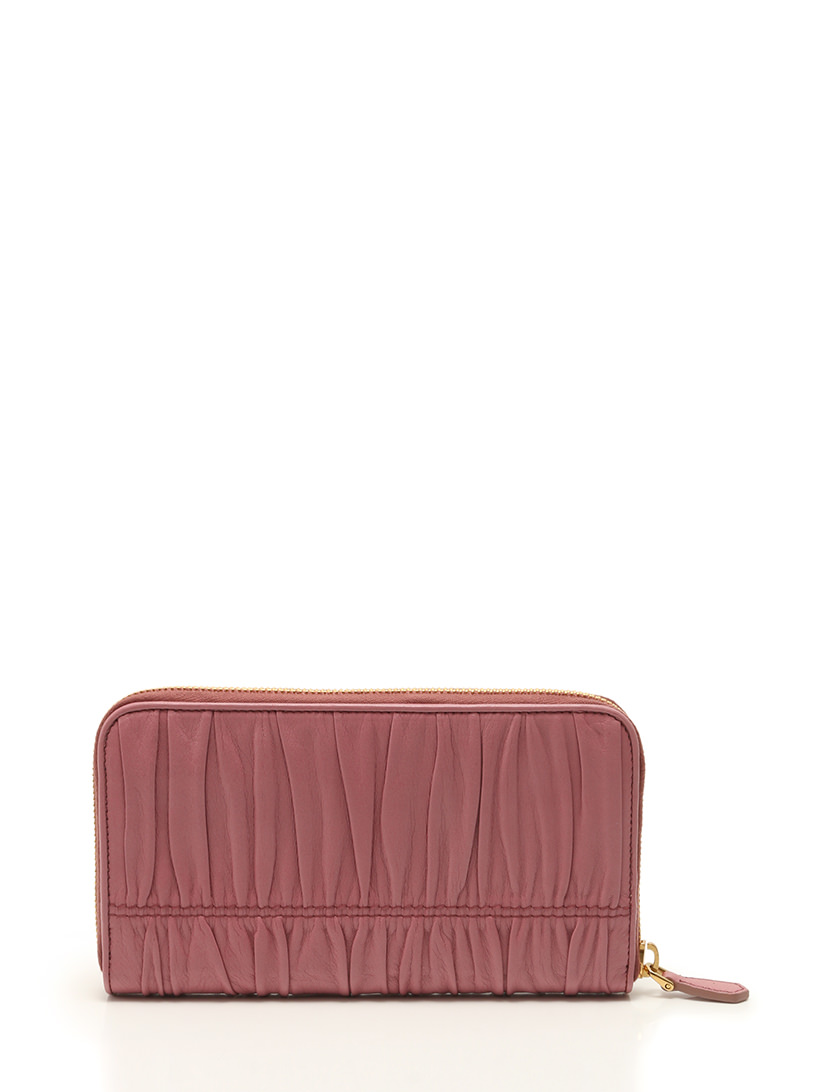 プラダ PRADA 長財布 ピンク ゴールド ラウンドファスナー 小物 ナッパ 