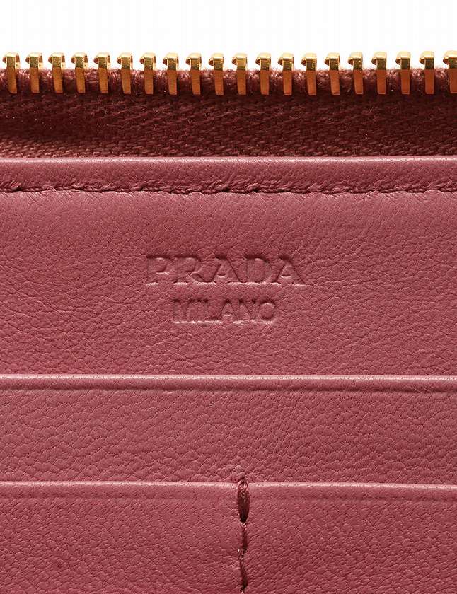 プラダ PRADA 長財布 ピンク ゴールド ラウンドファスナー 小物 ナッパ