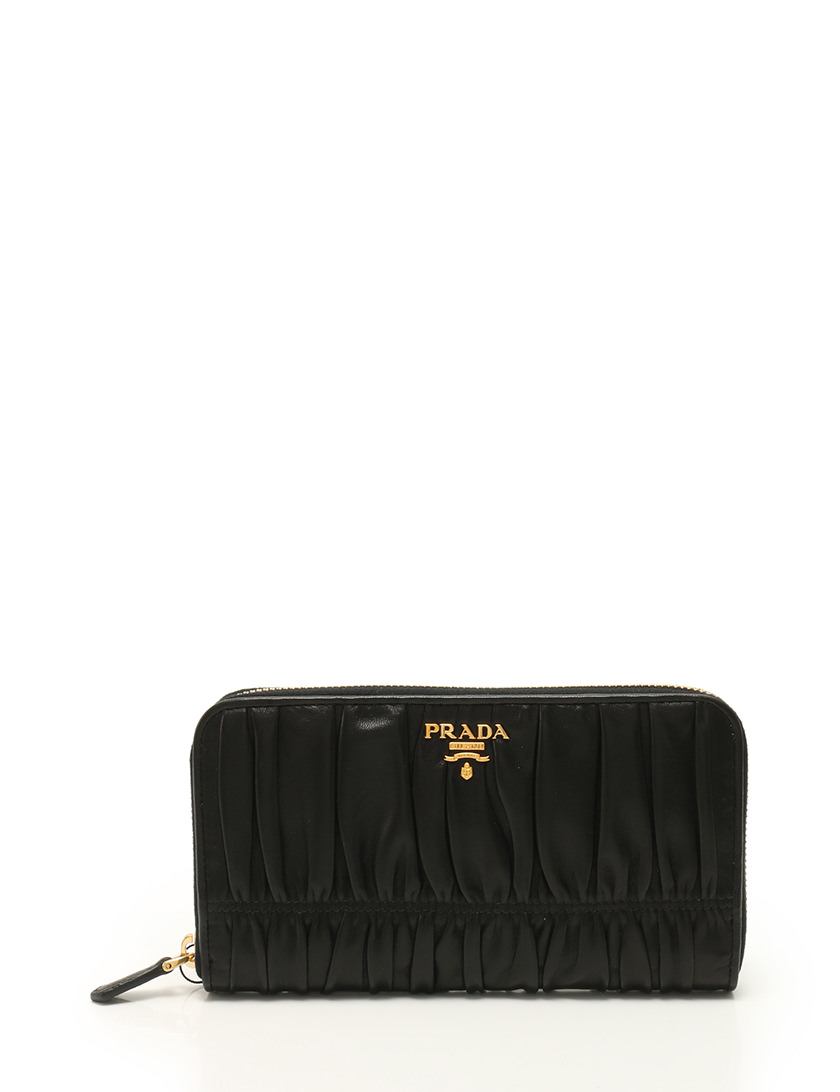 プラダ PRADA 長財布 黒 ブラック ゴールド ラウンドファスナー 小物 