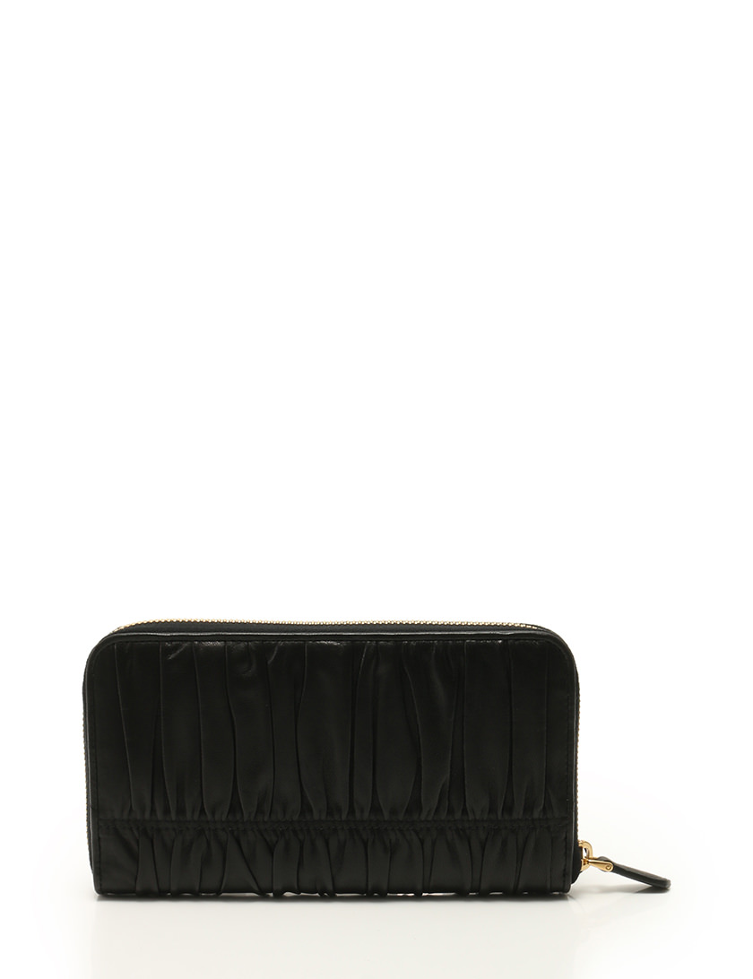 プラダ PRADA 長財布 ギャザー ラウンドファスナー 1M0506 ブラック