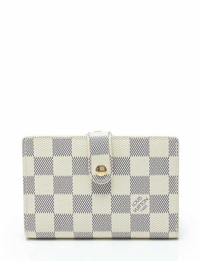 ルイヴィトン LOUIS VUITTON 財布 2つ折り財布 ダミエ アズール 白 