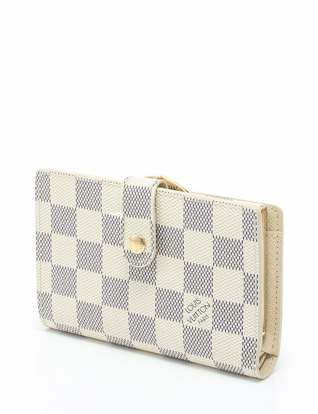 ルイヴィトン LOUIS VUITTON 財布 2つ折り財布 ダミエ アズール 白 