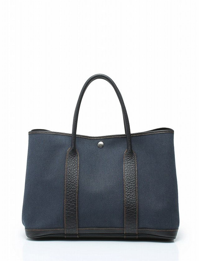 エルメス HERMES トートバッグ ガーデンパーティ PM 黒 紺 デニム □R 